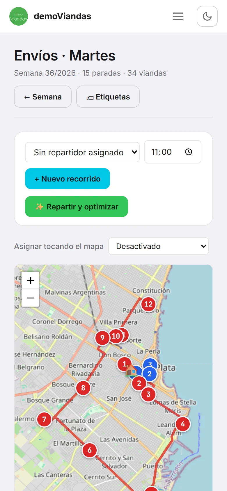 Planificador de envíos en el celular